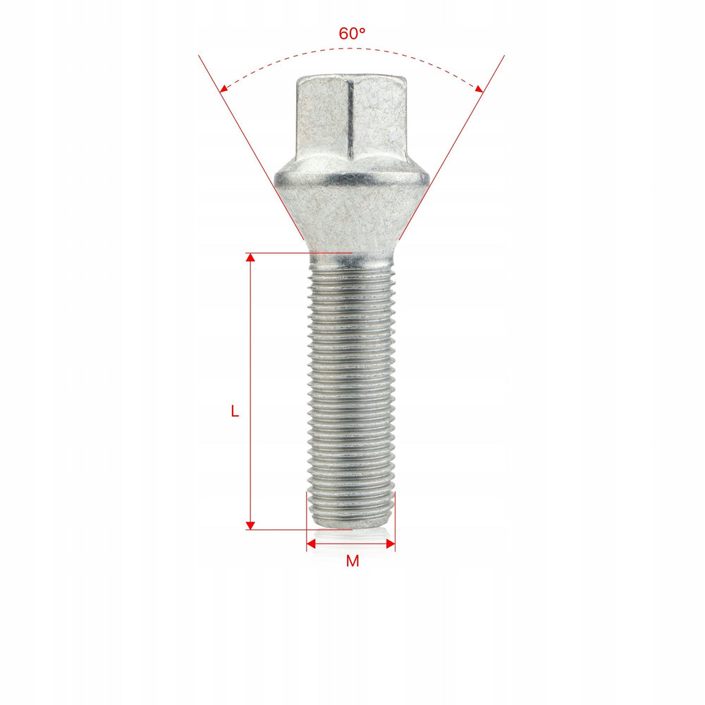 GETMANN - 10 x DŁUGIE ŚRUBY - M14x1.25x43mm Stożek Klucz 17