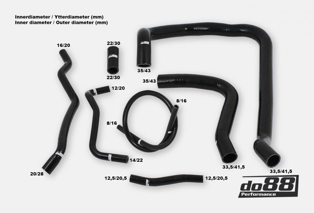 do88 - Przewody płynu chłodzącego - VOLVO 740 760 780 940 960 D24 Coolant hoses Black