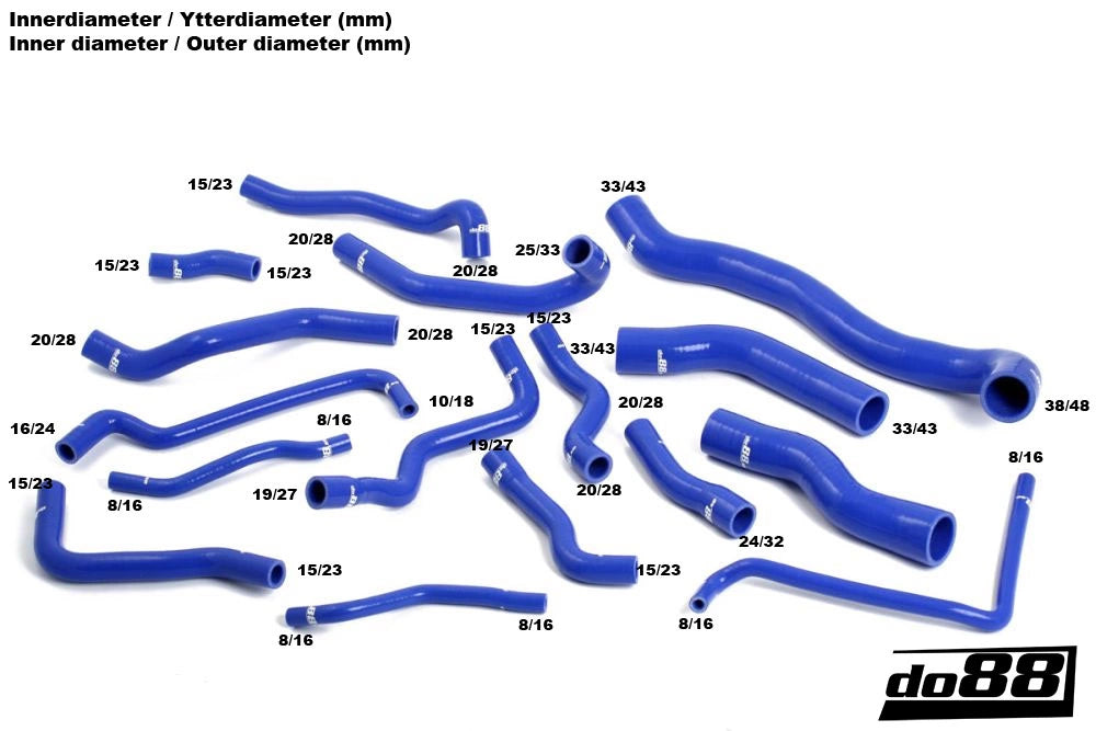 do88 - Przewody płynu chłodzącego - VW GOLF, AUDI A3 2.0 TSI/TFSI Radiator hoses Blue
