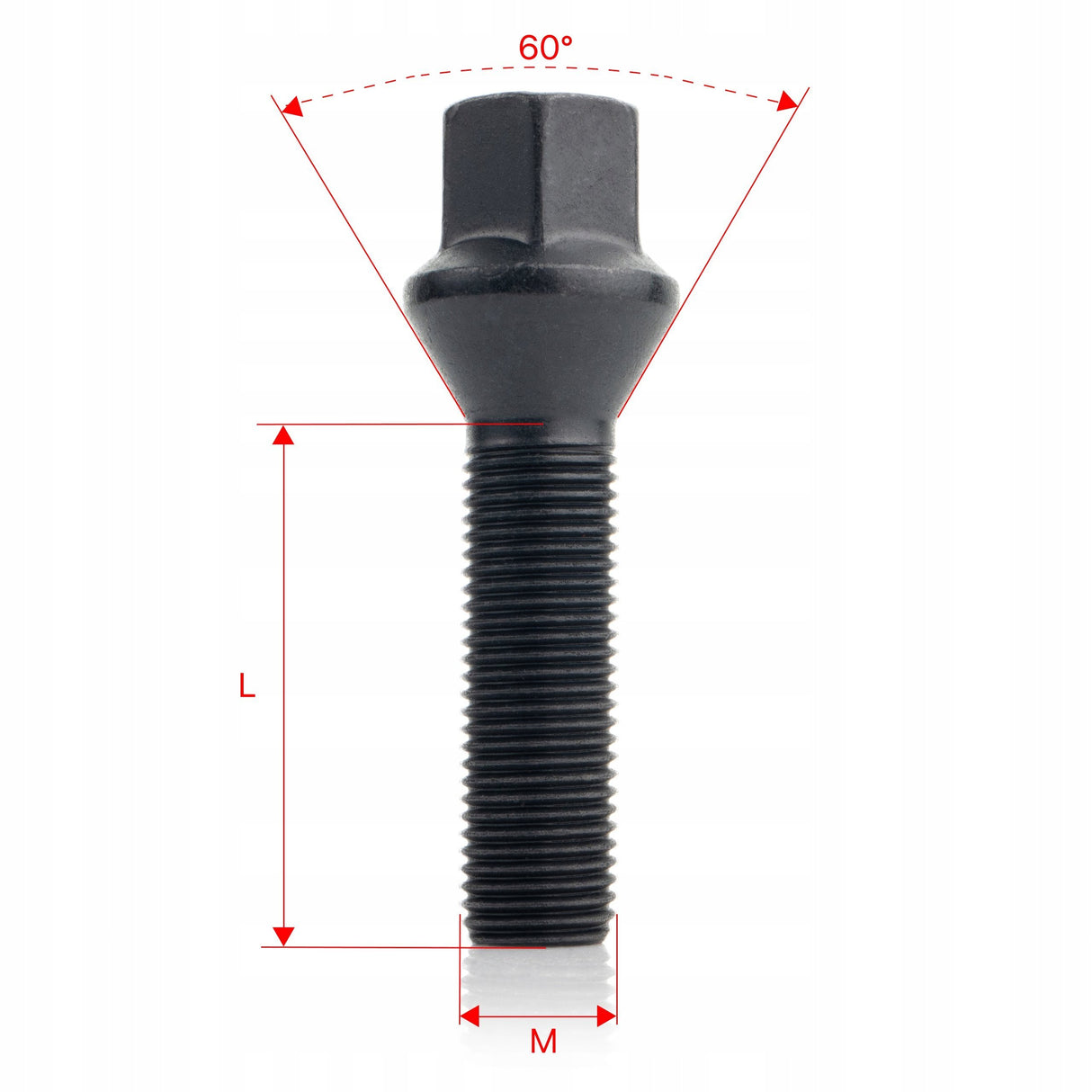 GETMANN - 10 x DŁUGIE ŚRUBY - M12x1.5x33mm Stożek Klucz 17