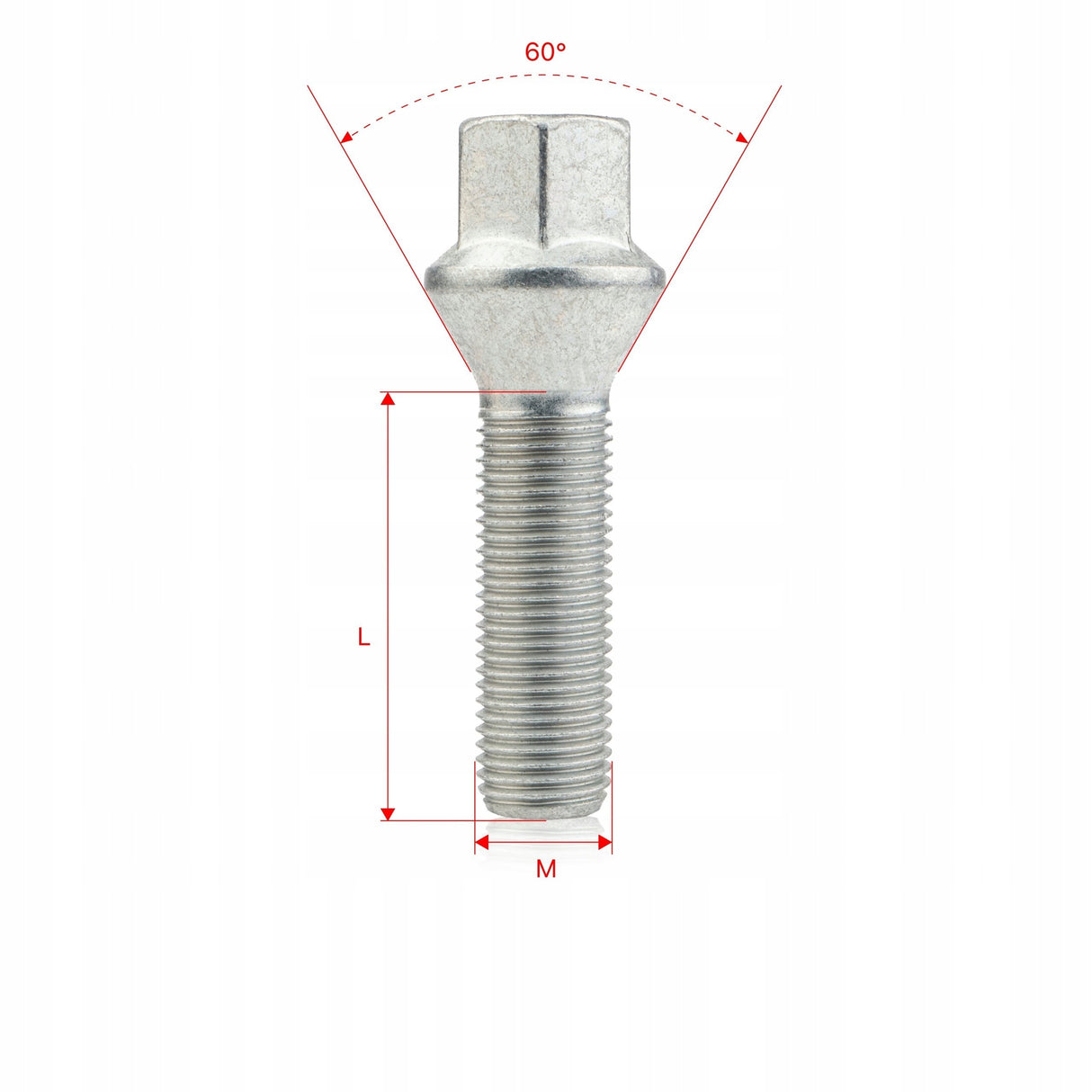 GETMANN - 10 x DŁUGIE ŚRUBY - M14x1.5x33mm Stożek Klucz 17