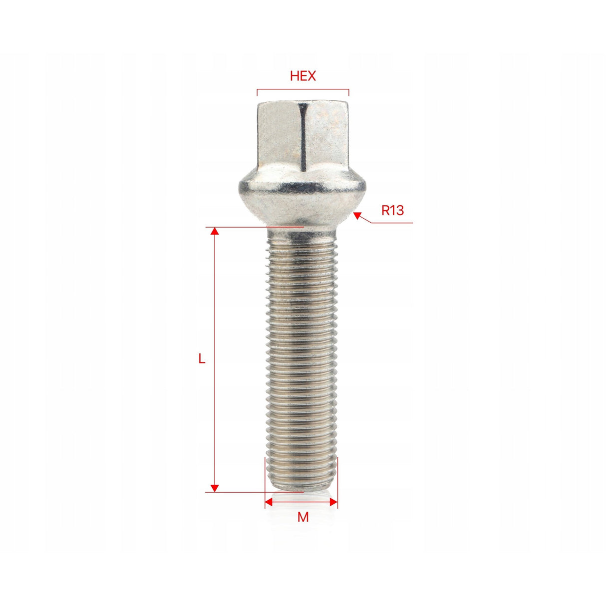 GETMANN - 10 x DŁUGIE ŚRUBY - M14x1.5x33mm Kula R13 Klucz 17