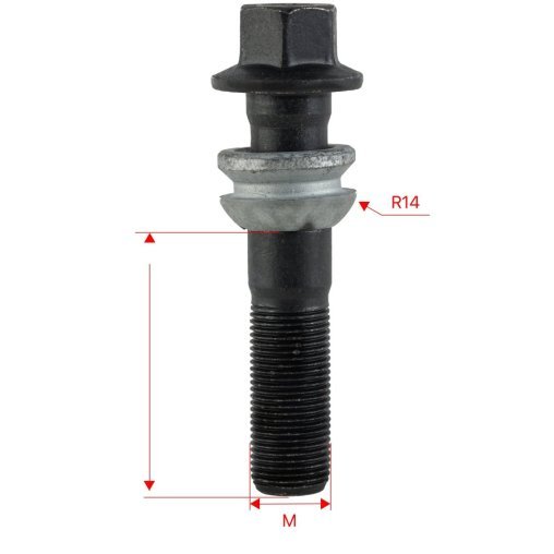 GETMANN - 10x DŁUGIE ŚRUBY - M15x1.25x54mm Kula R14 Klucz 17