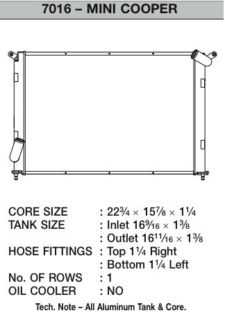 CSF RADIATORS - High-Performance All-Aluminum Radiator - MINI COOPER S (R50/R52/R53) 02-07