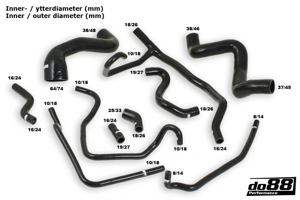do88 - Węże układu chłodzenia - PORSCHE 911 Turbo (968) Coolant hoses Black