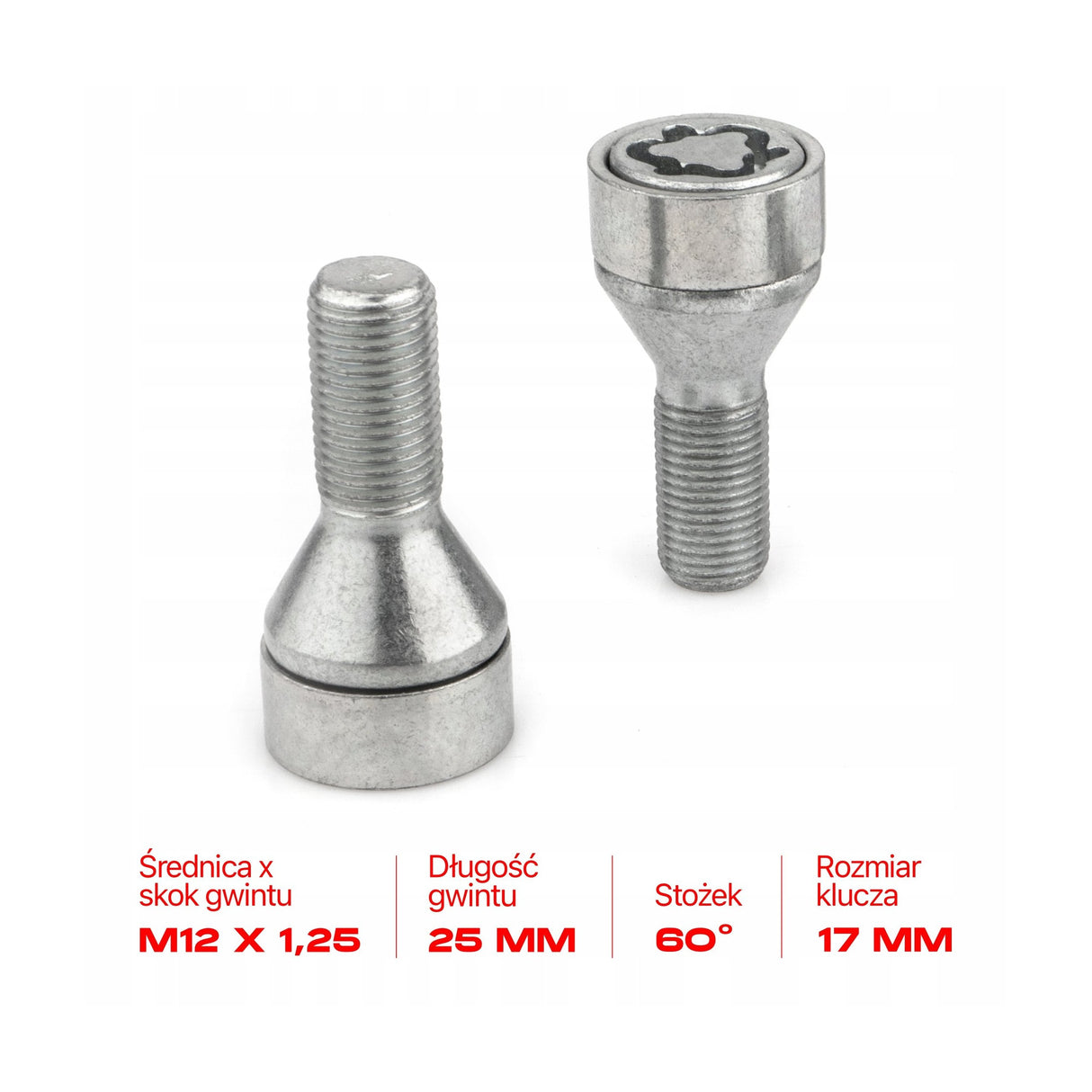 Farad - Śruby Zabezpieczające - M12x1.25x25mm - ALFA ROMEO CITROEN FIAT LANCIA PEUGEOT