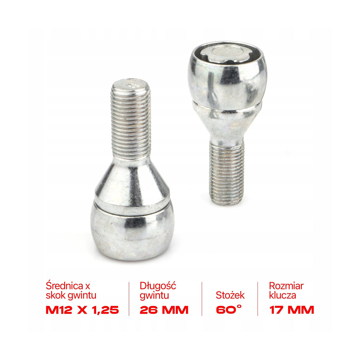 Farad - Śruby Zabezpieczające - M12x1.25x26mm - ALFA ROMEO CITROEN FIAT LANCIA PEUGEOT