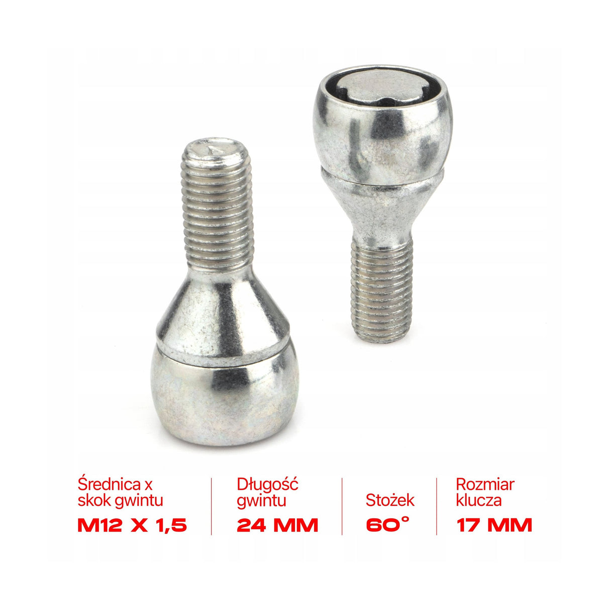 Farad - Śruby Zabezpieczające - M12x1.5x23mm - BMW FIAT MINI OPEL RENAULT SAAB SUZUKI