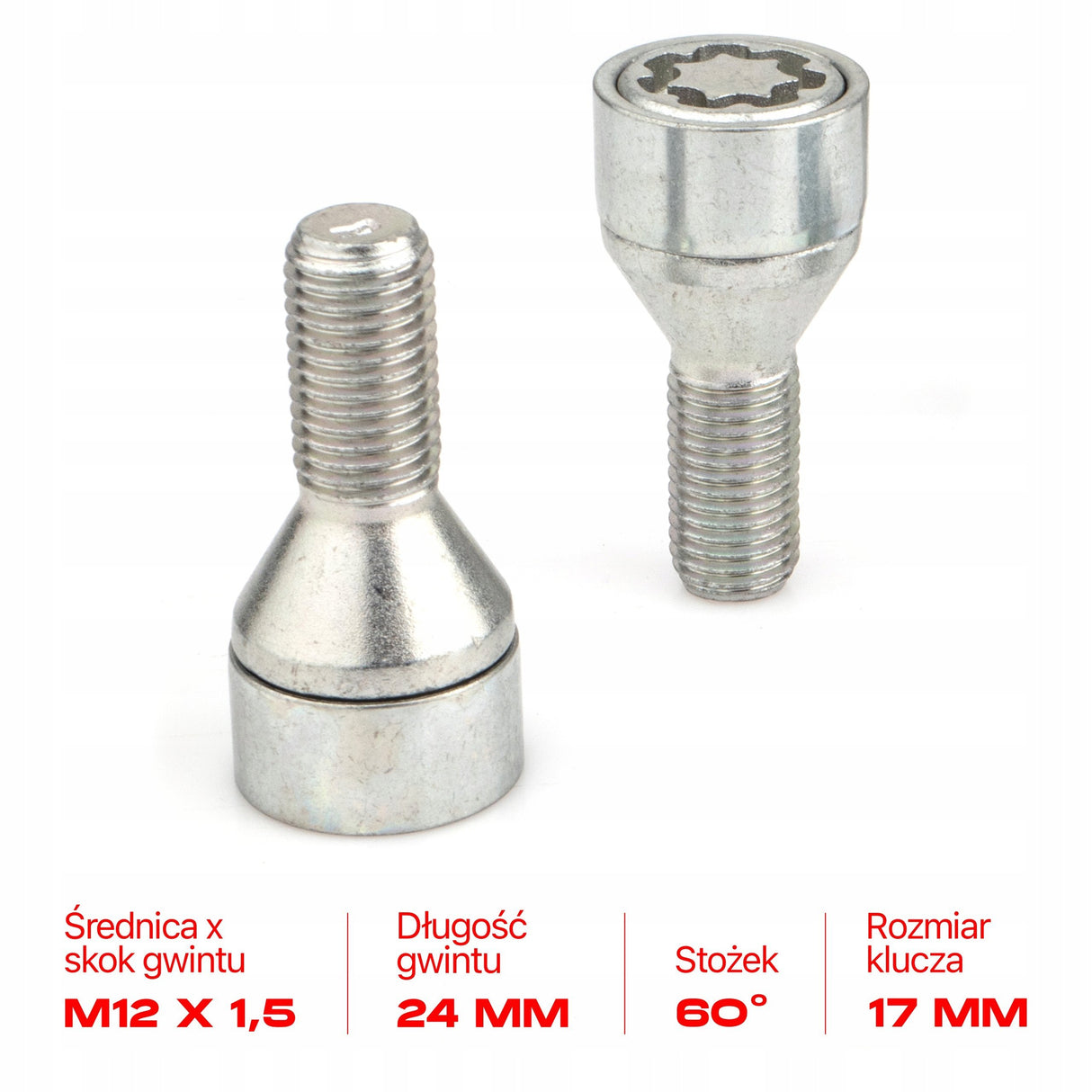 Farad - Śruby Zabezpieczające - M12x1.5x24mm - BMW DACIA FIAT FORD OPEL RENAULT