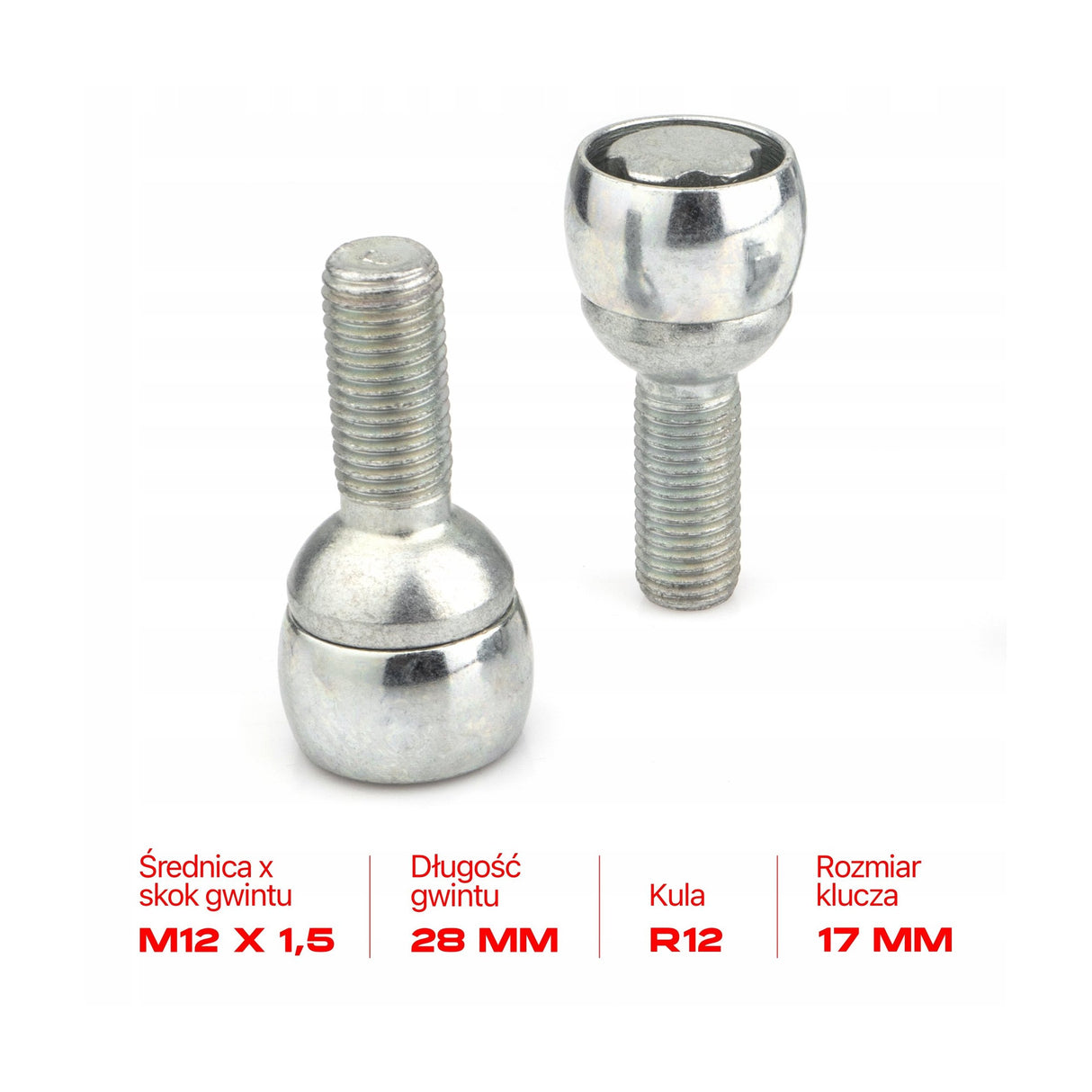 Farad - Śruby Zabezpieczające - M12x1,5x28mm - AUDI SKODA VOLKSWAGEN VW
