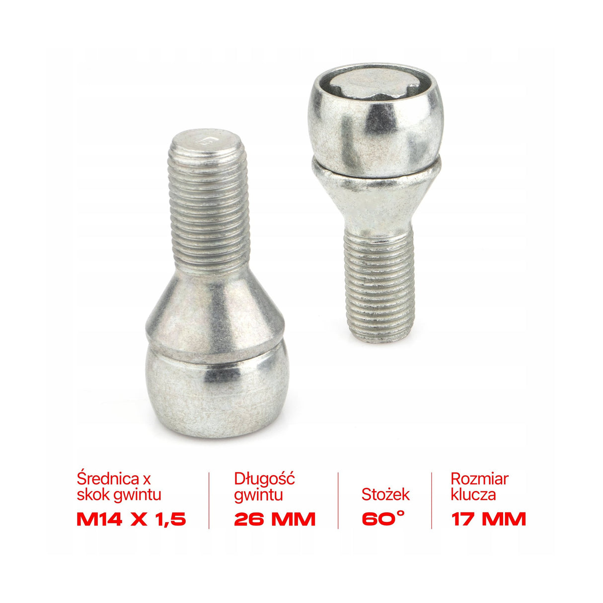 Farad - Śruby Zabezpieczające - M14x1.5x26mm - ALFA ROMEO CITROEN RENAULT