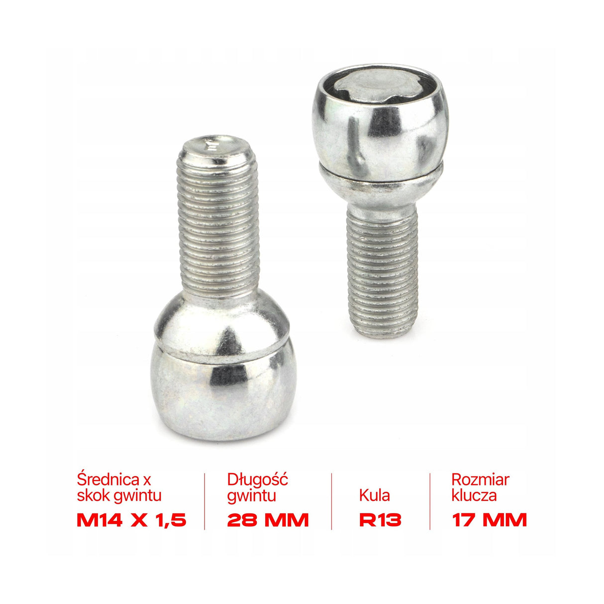 Farad - Śruby Zabezpieczające - M14x1.5x28mm - AUDI CUPRA SEAT SKODA VOLKSWAGEN VW